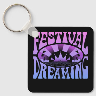 Festival Dreaming Vintage Retro Rosa-Blue + svart Nyckelring