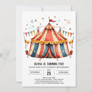 Festival Editable Joy Circus Birthday Inbjudningar