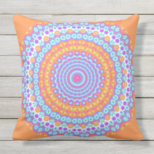 Festival färgad rosa mandala design 4 utomhuskudde