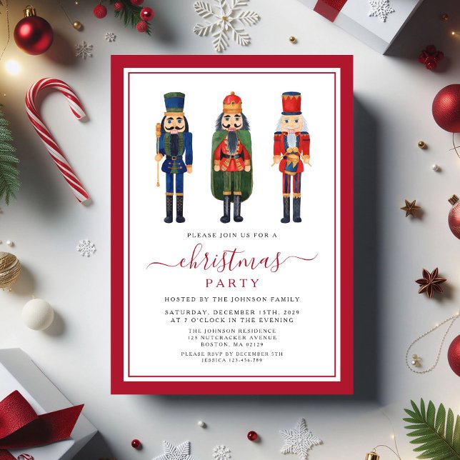 Festival firande julknäckar fest  inbjudningar (Festive Nutcracker Christmas Party Invitation)