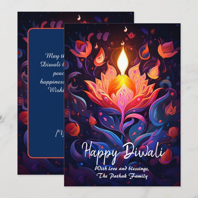 Festival Flame Mosaic Diwali-kort Inbjudningar (Fram/baksida)