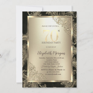 Festival guldram, Blommig damast 70-årsdag Inbjudningar