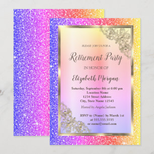 Festival guldram, Ombre glitter pension Inbjudningar