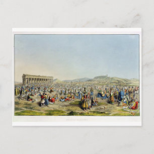 Festival i Aten, pub. av J. Rodwell, 1830 (aqua) Vykort