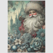 Festival julinspirerad blommig Santa decoupage