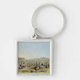 Festival på Athens, pub. vid J. Rodwell, 1830 Fyrkantig Silverfärgad Nyckelring
