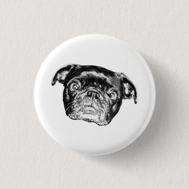 Festival Pug Skuggad Pin Knapp (Framsida)