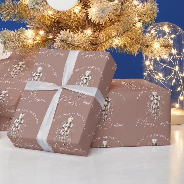Festival Röda Rosa Guld Nötknäppare Jul Mörk Presentpapper (Helgdagar)