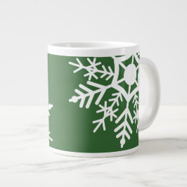 Festival säsong Vit & Grön Snöstjärnor Jumbo Mugg