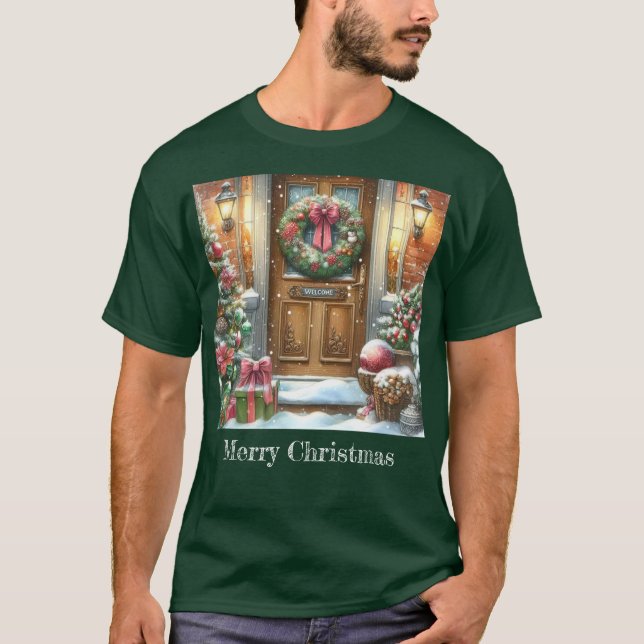 Festival Välkommen Jul Grön  T Shirt (Framsida)