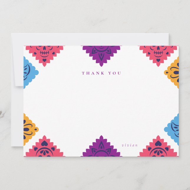 Festivalartad mexikansk platt tack-kort tack kort (Framsida)