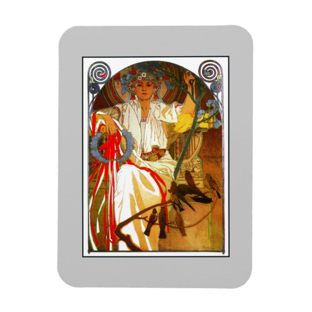 festivalen art nouveau Alfons Mucha Vår Magnet (Vertikal)