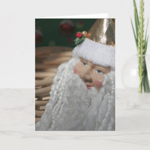 Festivaliserad vintage Santa-ansikte Helgkort