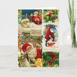 Festivaliserad Vintage Victorian Jul Tomte Leksake Kort