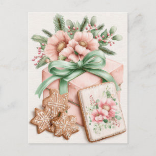 Festivalisk och elegant Pastell Julklappslåda Vykort