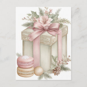 Festivalisk och elegant Pastell Julklappslåda Vykort