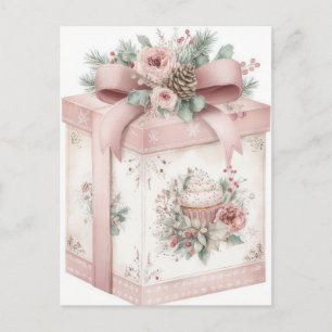 Festivalisk och elegant Pastell Julklappslåda Vykort