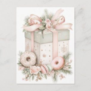 Festivalisk och elegant Pastell Julklappslåda Vykort