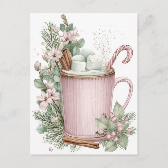 Festivalisk och elegant Pastell Julmugg Vykort (Framsida)