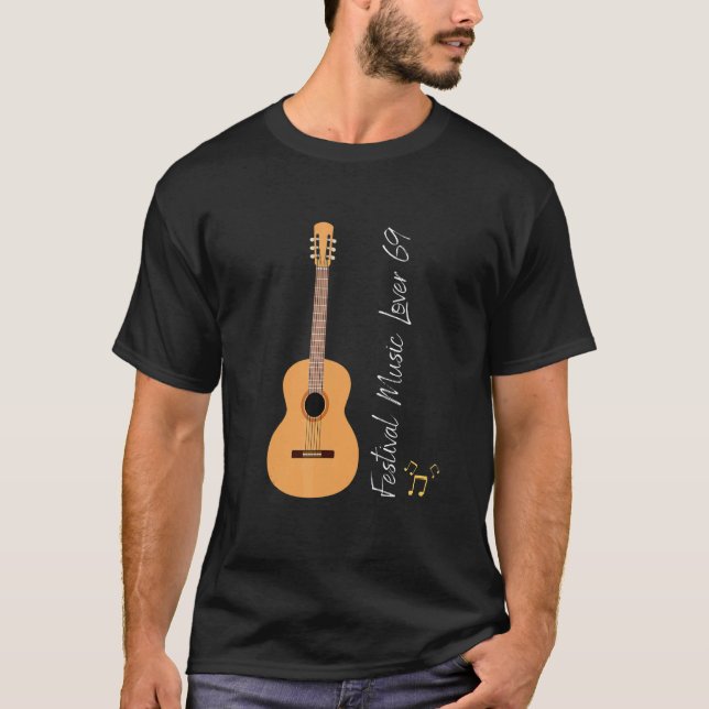 Festivalmusik  69 gitarrnoter strängar t shirt (Framsida)