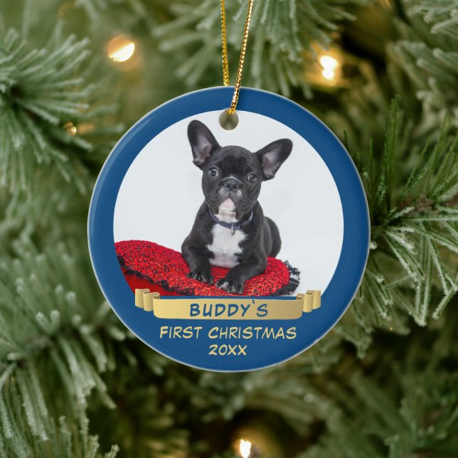 Festive 1:a Jul-menyfliksområdet Blue Puppy Pet Ph Julgransprydnad Keramik (Träd)