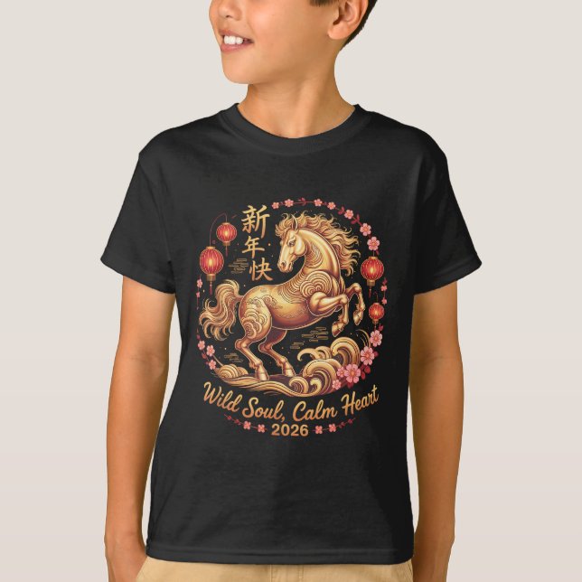 Festive 2026 Crazy Horse Lady Wild Soul Calm Heart T Shirt (Framsida)