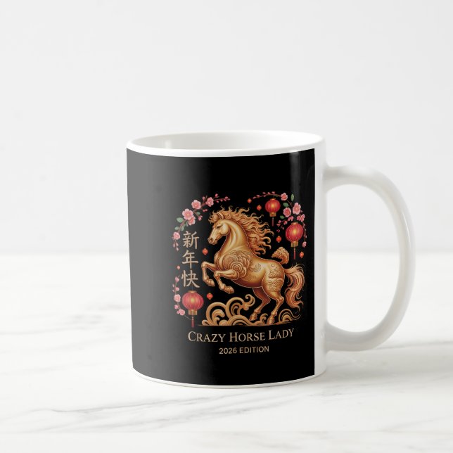 Festive 2026 New Year Crazy Horse Lady Fortune Cow Kaffemugg (Höger)