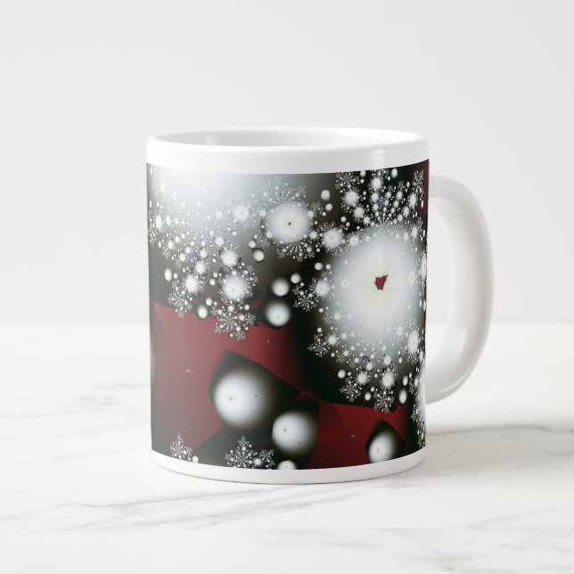 Festive 2 Winter Snöflingor Bra Fractal Art Jumbo Mugg (Framsida höger)