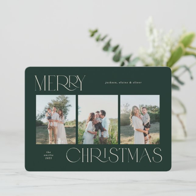 Festive 3-fotojulkort julkort (Stående Fram)