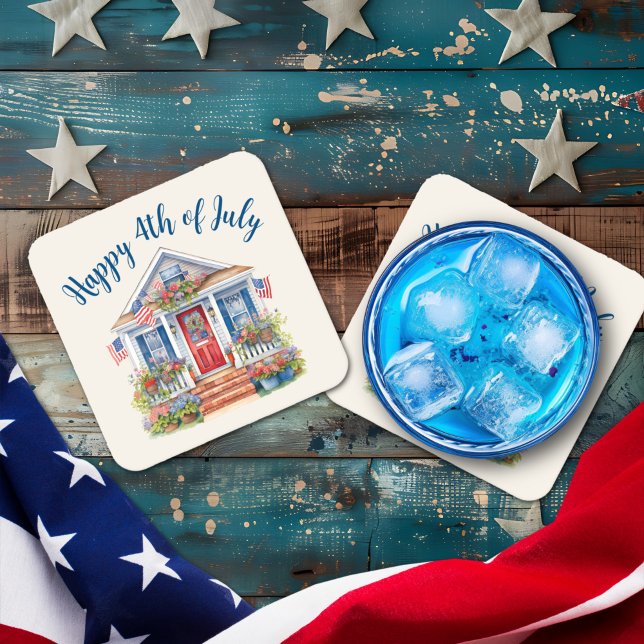 Festive 4:e juli Barbecue Picnic Underlägg Papper Kvadrat (Festive 4th of July Barbecue Picnic paper coaster)