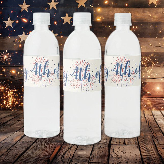 Festive 4:e juli Barbecue Picnic Vattenflaskor Etikett (Festive 4th of July Patriotic water bottle labels)