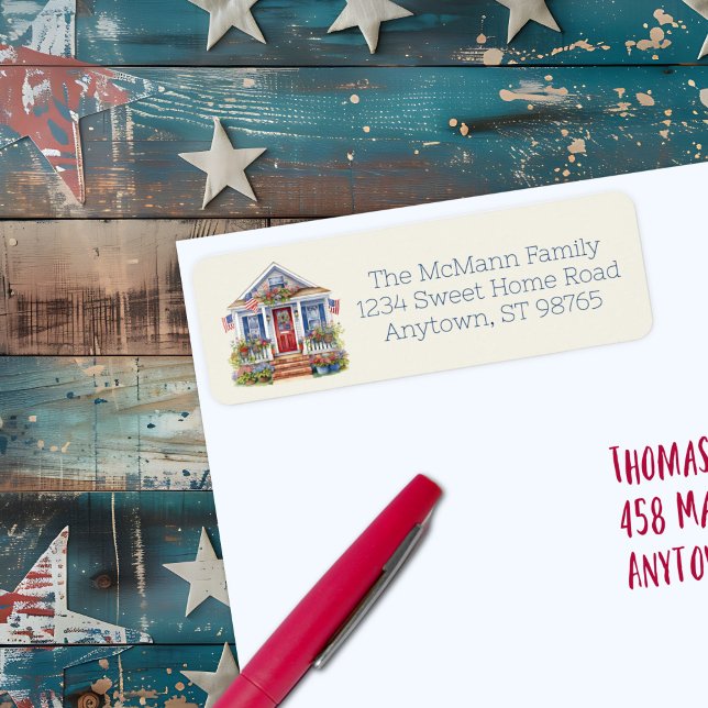 Festive 4 juli Patriotic Returadress Etikett (Festive 4th of July Patriotic Return address label)
