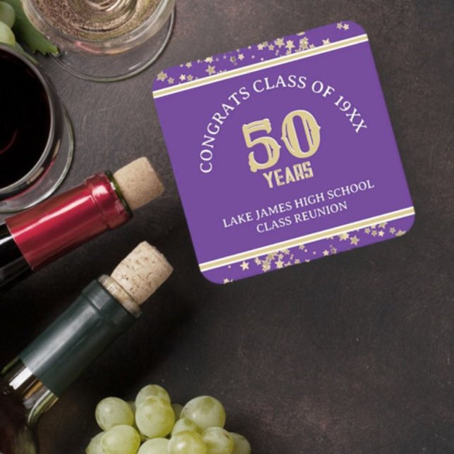 Festive 50:e klass Reunion party Underlägg Papper Kvadrat (Skapare uppladdad)