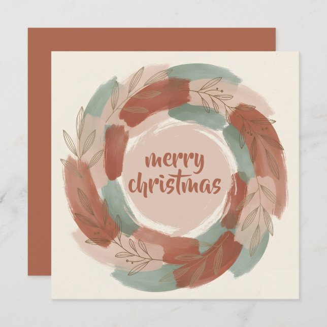 Festive Abstract Wreath Boho Christmas Julkort (Fram/baksida)