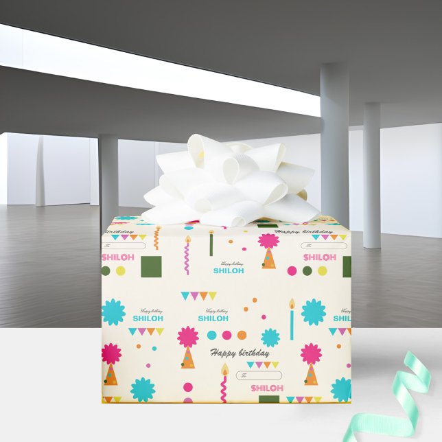 Festive Abstrakt Birthday Presentpapper (Skapare uppladdad)