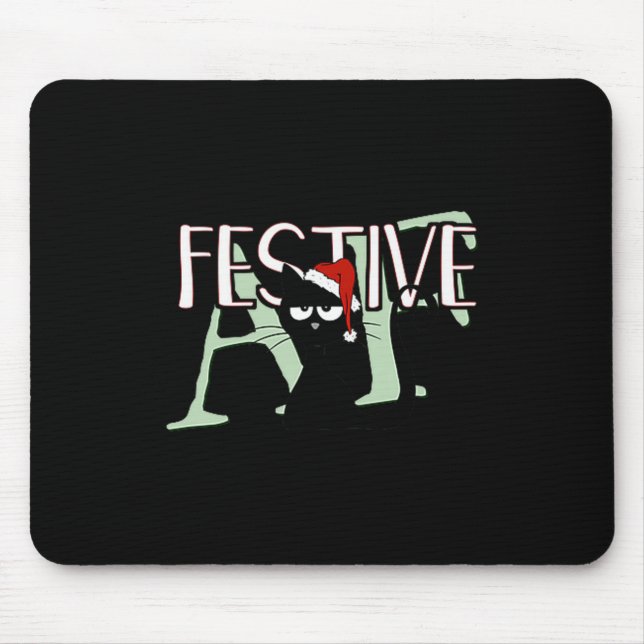 Festive Af Ironic Sarcastic Merry Christmas Cat Pr Musmatta (Framsidan)