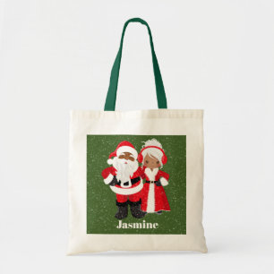 Festive African American Santa Mrs. Claus Tygkasse