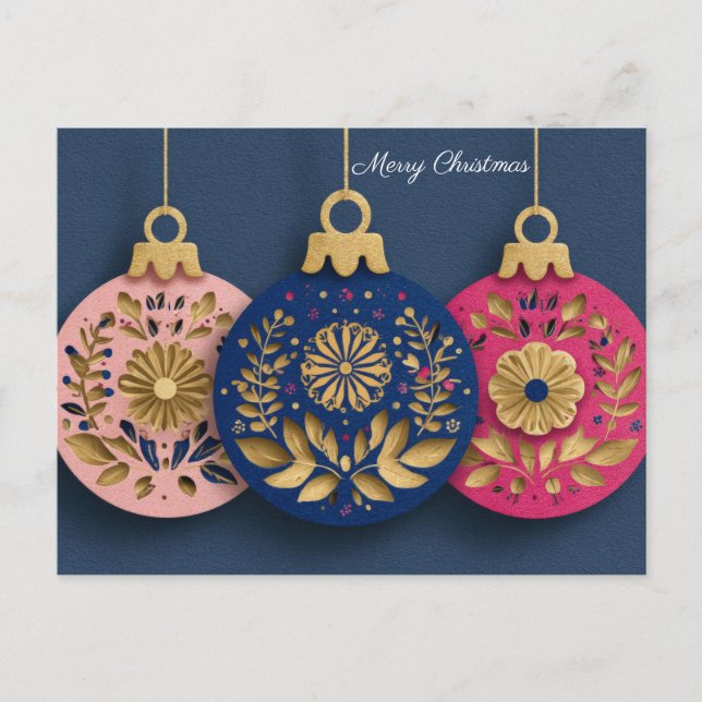 Festive and elegant Christmas Bauble Greeting Vykort (Framsida)