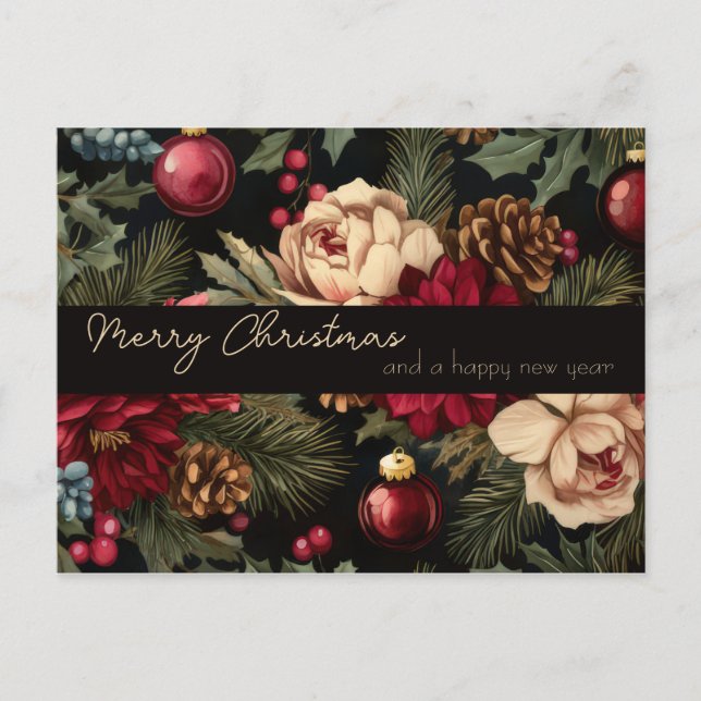 Festive and elegant Christmas Greeting Postcard Vykort (Framsida)