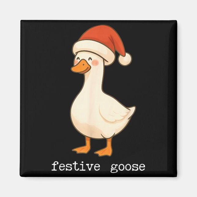 Festive And Mpy Goose Santa Hat Xmas Light Matchin Magnet (Framsidan)
