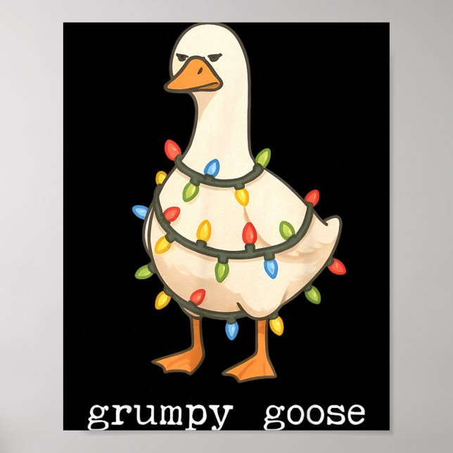 Festive And Mpy Goose Santa Hat Xmas Light Matchin Poster (Framsidan)