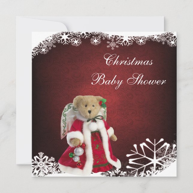 Festive Angel-Nalle - julbabyskor Inbjudningar (Framsida)