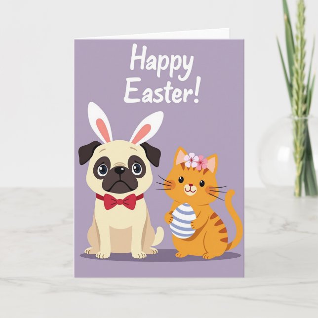 Festive Animal Friends Easter Card Kort (Framsida)