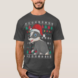 Festive Animal Honey badger Julafton Ugly jul T Shirt