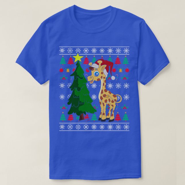 Festive Animal Julafton Jultomten Giraffe Ugly Chr T Shirt (Design framsida)