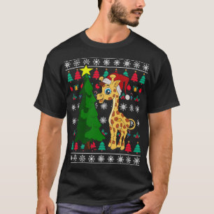 Festive Animal Julafton Jultomten Giraffe Ugly Chr T Shirt
