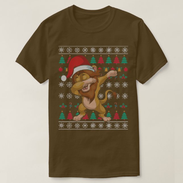 Festive Animal Jultomten Lejon Ugly jul T Shirt (Design framsida)