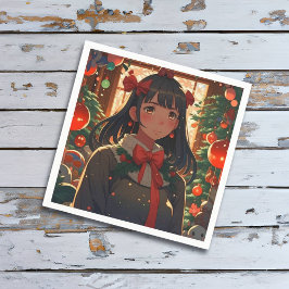 Festive Anime Girl på julnatten Pappersservett