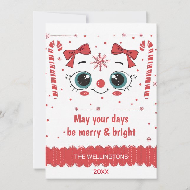 Festive Ansikte jul - Merry & Bright Julkort (Framsida)