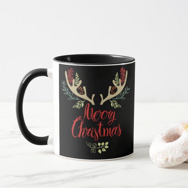 Festive Antler God jul Mugg (Med munk)